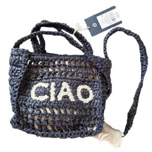 NWT Universal Thread Ciao Navy Blue Crochet Paper Mini Crosbody Bag